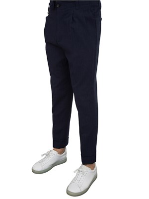Pantalone chino blu Paolo Pecora con coulisse ed elastico in vita in UOMO