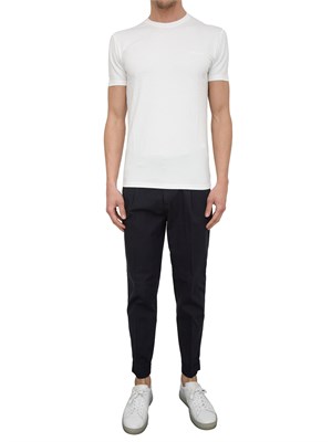 Pantalone chino blu Paolo Pecora con pinces e risvolto in UOMO