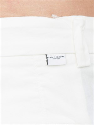 Pantalone chino bianco Paolo Pecora con pinces e risvolto in UOMO