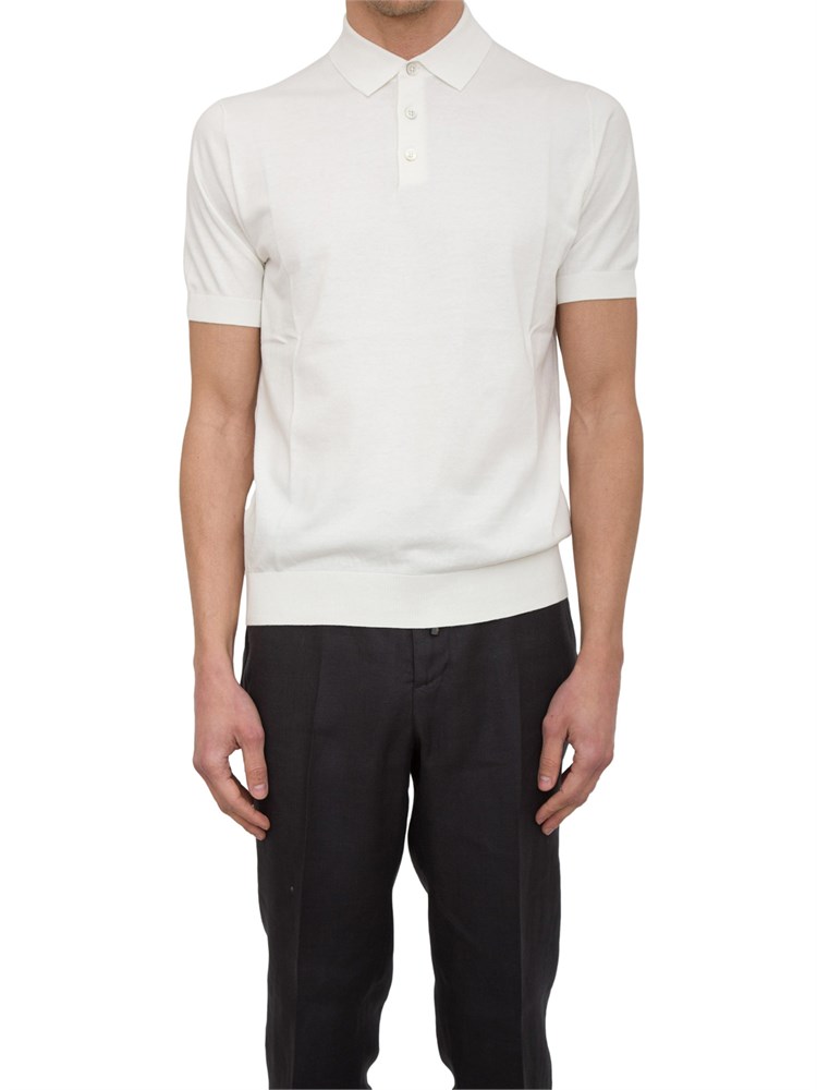 Polo in maglia Paolo Pecora in puro cotone Extrafine bianco