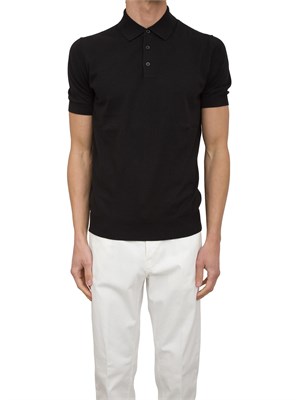 Polo in maglia Paolo Pecora in puro cotone Extrafine nero in UOMO