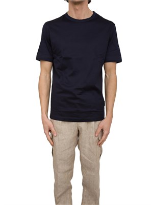 T-shirt in cotone mercerizzato Paolo Pecora blu in UOMO