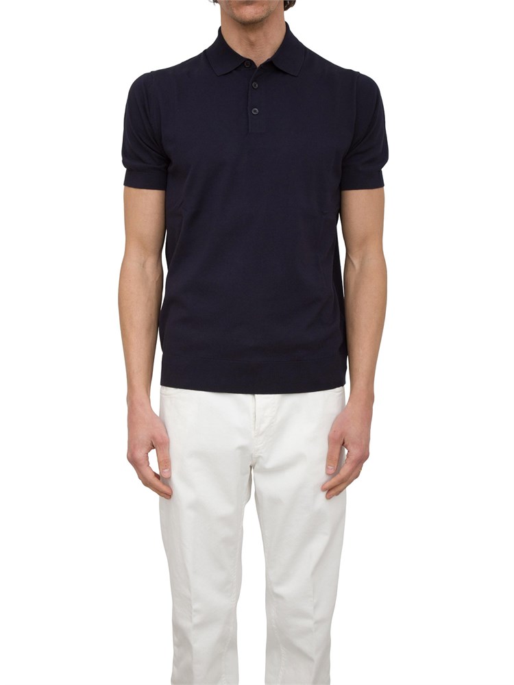 Polo in maglia Paolo Pecora in puro cotone Extrafine blu