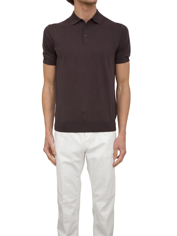 Polo in maglia Paolo Pecora in puro cotone Extrafine marrone