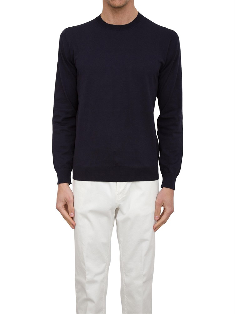 Maglia Girocollo Paolo Pecora in Puro Cotone Extra Fine blu