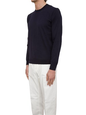 Maglia Girocollo Paolo Pecora in Puro Cotone Extra Fine blu in UOMO