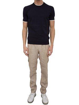 Maglia girocollo Paolo Pecora in cotone extrafine blu in UOMO