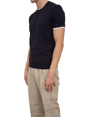Maglia girocollo Paolo Pecora in cotone extrafine blu in UOMO