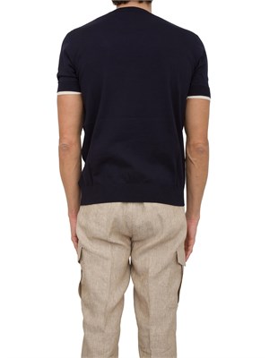 Maglia girocollo Paolo Pecora in cotone extrafine blu in UOMO