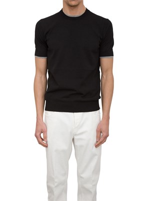 Maglia girocollo Paolo Pecora in cotone extrafine nero in UOMO
