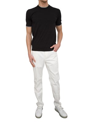 Maglia girocollo Paolo Pecora in cotone extrafine nero in UOMO