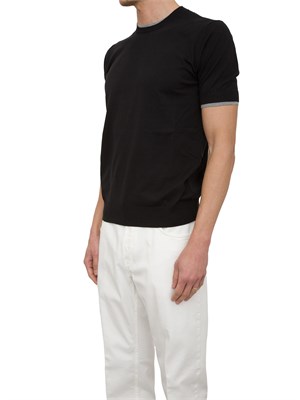 Maglia girocollo Paolo Pecora in cotone extrafine nero in UOMO