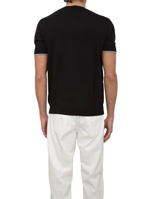 Maglia girocollo Paolo Pecora in cotone extrafine nero in UOMO