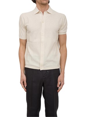 Camicia in maglia Paolo Pecora a maniche Corte in Puro cotone extrafine panna in UOMO