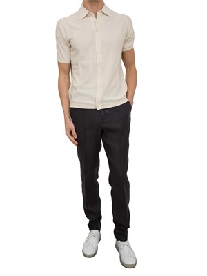 Camicia in maglia Paolo Pecora a maniche Corte in Puro cotone extrafine panna in UOMO