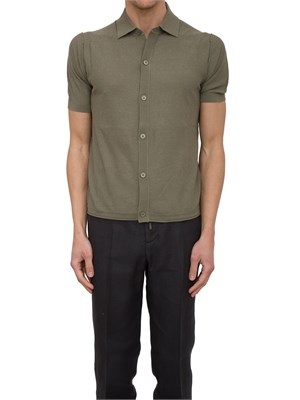 Camicia in maglia Paolo Pecora a maniche Corte in Puro cotone extrafine verde in UOMO