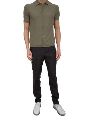 Camicia in maglia Paolo Pecora a maniche Corte in Puro cotone extrafine verde in UOMO