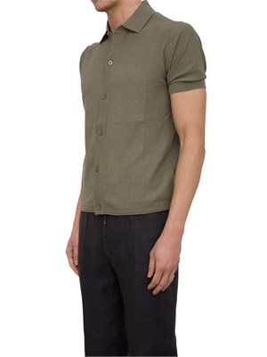 Camicia in maglia Paolo Pecora a maniche Corte in Puro cotone extrafine verde in UOMO