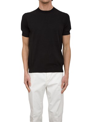 Maglia girocollo Paolo Pecora in cotone extra fine nero in UOMO