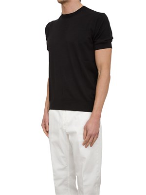 Maglia girocollo Paolo Pecora in cotone extra fine nero in UOMO