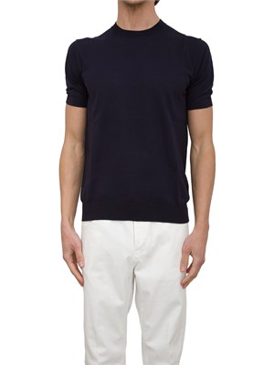 Maglia girocollo Paolo Pecora in cotone extra fine blu in UOMO