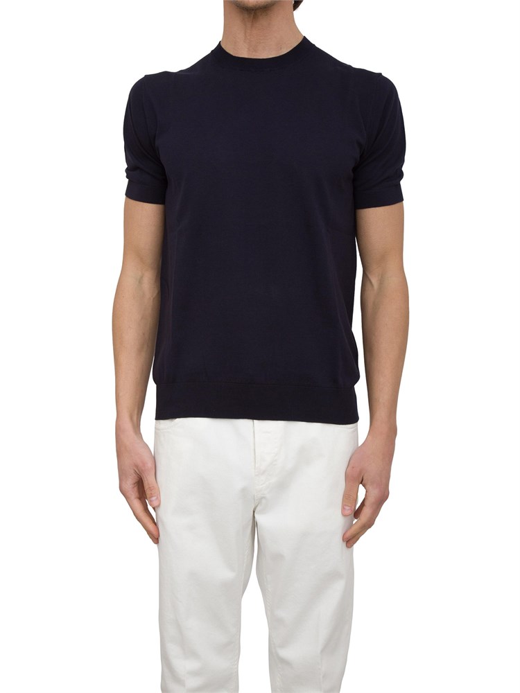 Maglia girocollo Paolo Pecora in cotone extra fine blu