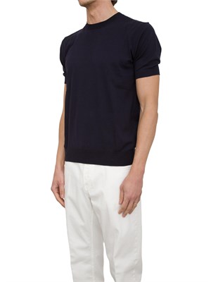 Maglia girocollo Paolo Pecora in cotone extra fine blu in UOMO