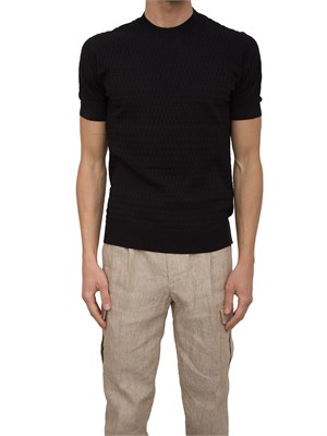Maglia girocollo Paolo Pecora a maniche corte in cotone extra fine nero in UOMO