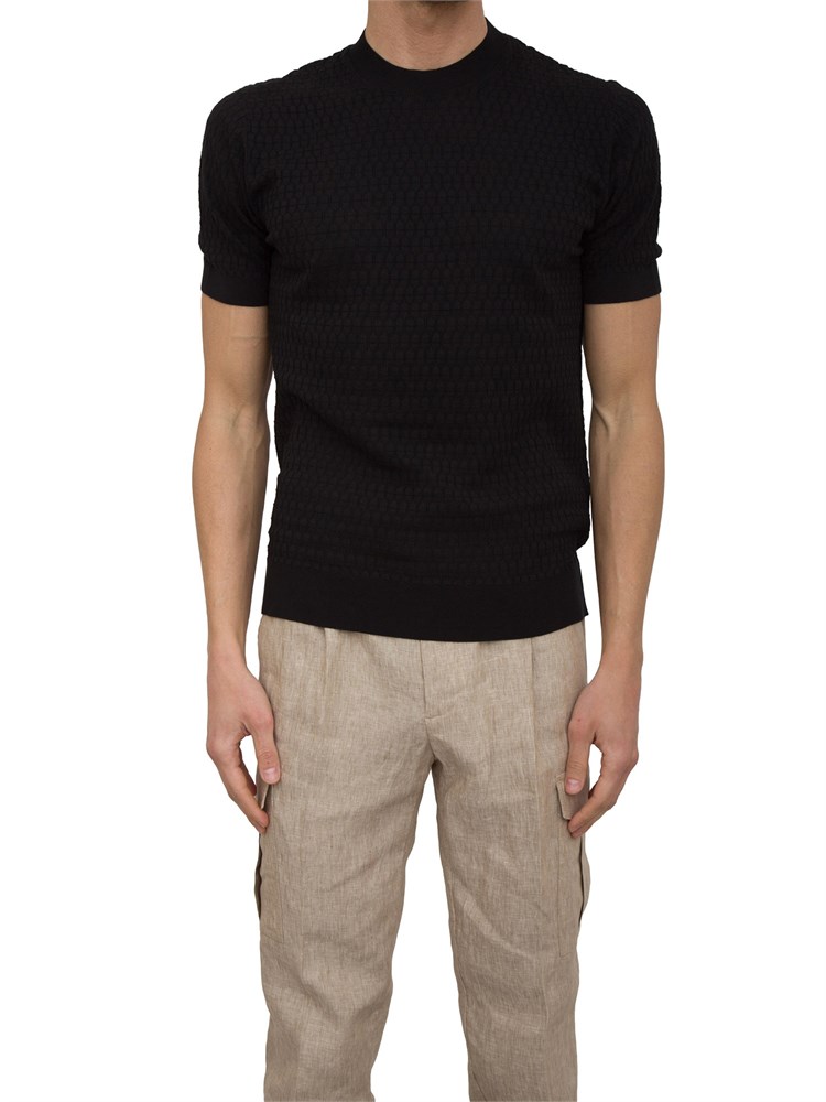 Maglia girocollo Paolo Pecora a maniche corte in cotone extra fine nero