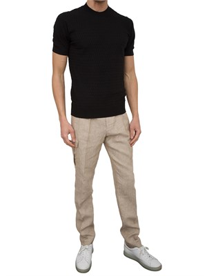 Maglia girocollo Paolo Pecora a maniche corte in cotone extra fine nero in UOMO