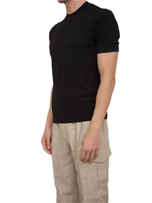 Maglia girocollo Paolo Pecora a maniche corte in cotone extra fine nero in UOMO