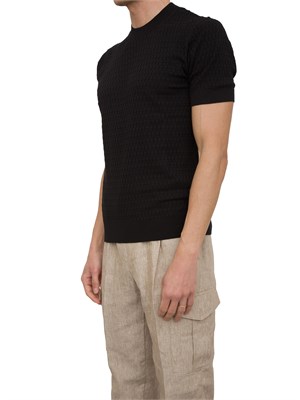 Maglia girocollo Paolo Pecora a maniche corte in cotone extra fine nero in UOMO