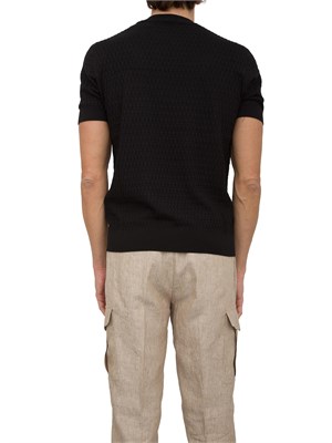 Maglia girocollo Paolo Pecora a maniche corte in cotone extra fine nero in UOMO