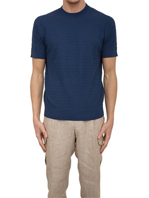 Maglia girocollo Paolo Pecora a maniche corte in cotone extra fine blu in UOMO