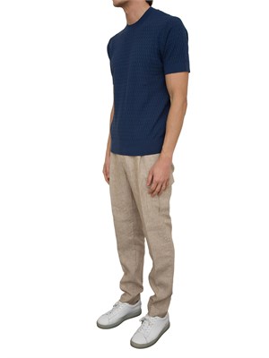 Maglia girocollo Paolo Pecora a maniche corte in cotone extra fine blu in UOMO