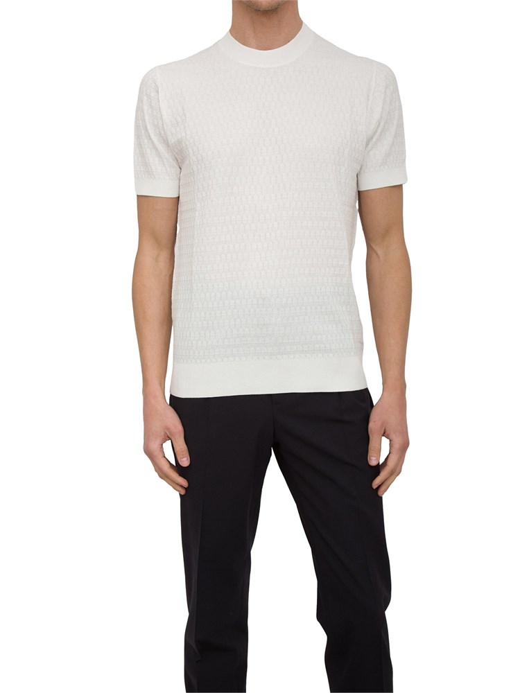 Maglia girocollo Paolo Pecora a maniche corte in cotone extra fine bianco