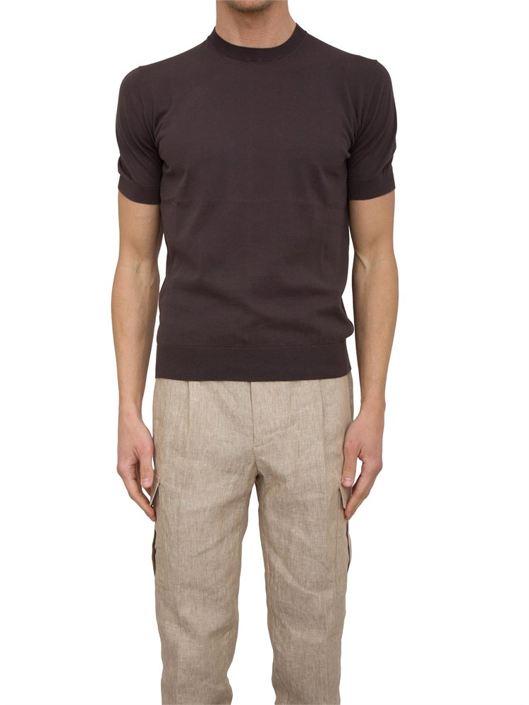 Maglia girocollo Paolo Pecora in cotone extra fine marrone