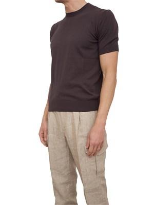 Maglia girocollo Paolo Pecora in cotone extra fine marrone in UOMO
