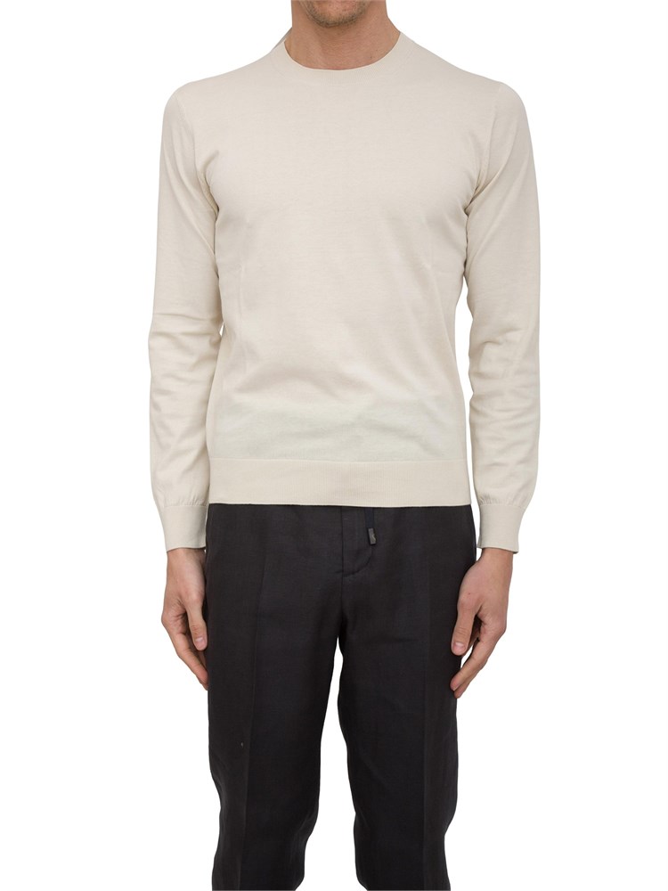 Maglia Girocollo Paolo Pecora in Puro Cotone Extra Fine panna