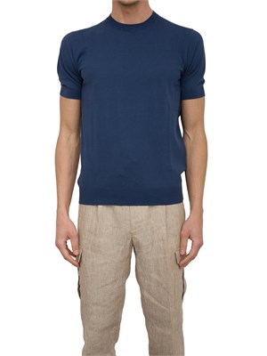 Maglia girocollo Paolo Pecora in cotone extra fine blu in UOMO
