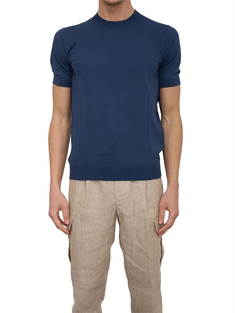 Maglia girocollo Paolo Pecora in cotone extra fine blu