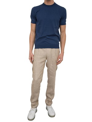 Maglia girocollo Paolo Pecora in cotone extra fine blu in UOMO