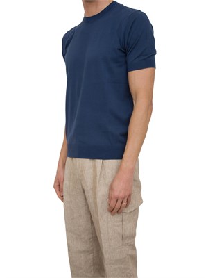 Maglia girocollo Paolo Pecora in cotone extra fine blu in UOMO