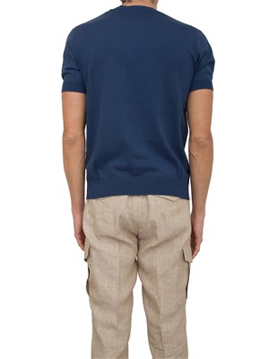 Maglia girocollo Paolo Pecora in cotone extra fine blu in UOMO