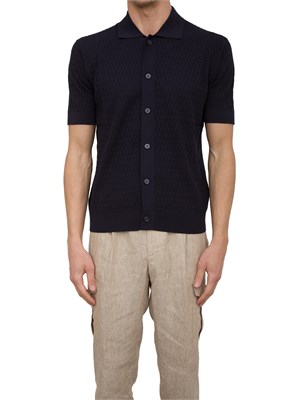 Camicia in maglia a maniche corte Paolo Pecora blu in UOMO