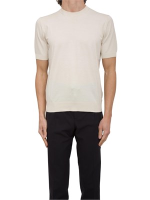 Maglia girocollo Paolo Pecora in cotone extra fine panna in UOMO
