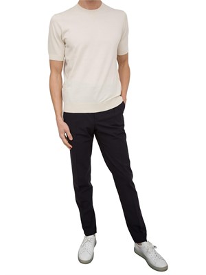 Maglia girocollo Paolo Pecora in cotone extra fine panna in UOMO