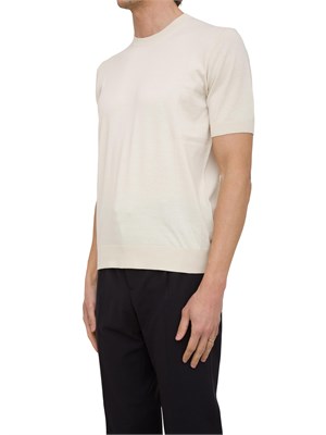 Maglia girocollo Paolo Pecora in cotone extra fine panna in UOMO
