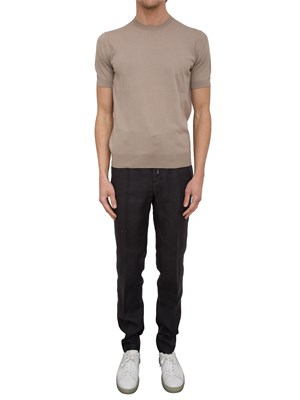 Maglia girocollo Paolo Pecora in cotone extra fine tortora in UOMO