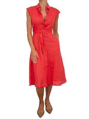 Chemisier smanicato Emme Marella in lino rosso in DONNA